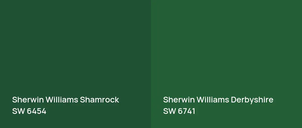 Sherwin Williams Shamrock SW 6454 vs Sherwin Williams Derbyshire SW 6741