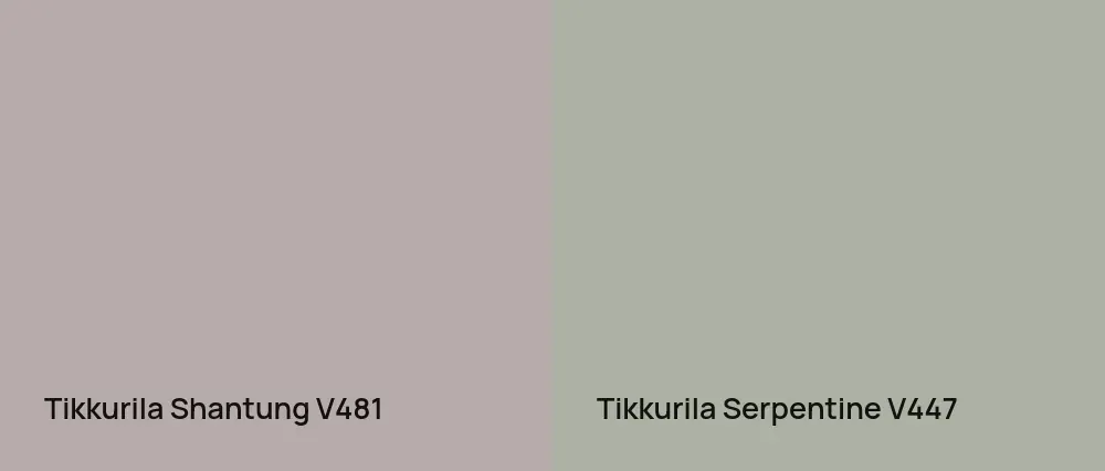 Tikkurila Shantung V481 vs Tikkurila Serpentine V447