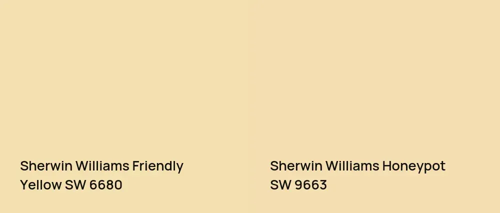 Sherwin Williams Friendly Yellow SW 6680 vs Sherwin Williams Honeypot SW 9663