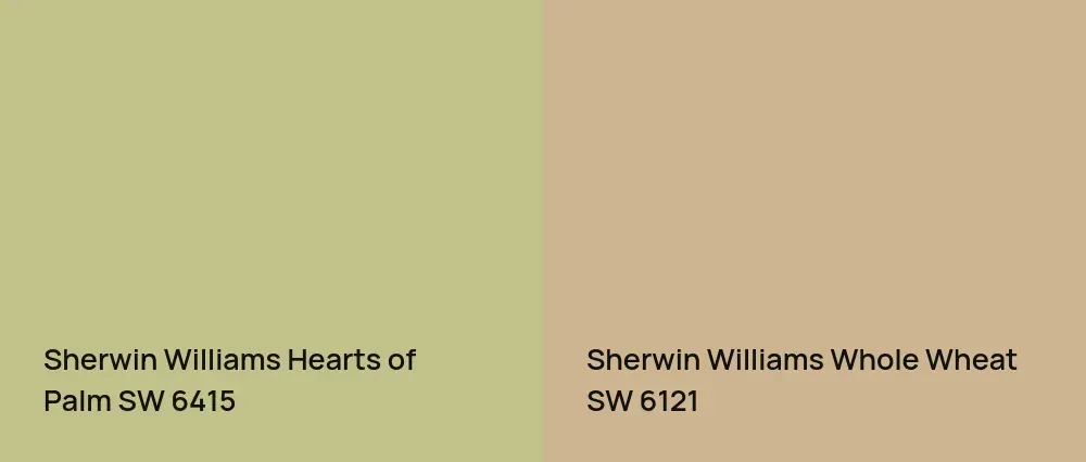 Sherwin Williams Hearts of Palm SW 6415 vs Sherwin Williams Whole Wheat SW 6121