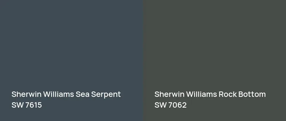 Sherwin Williams Sea Serpent SW 7615 vs Sherwin Williams Rock Bottom SW 7062
