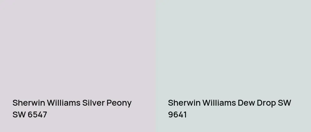 Sherwin Williams Silver Peony SW 6547 vs Sherwin Williams Dew Drop SW 9641