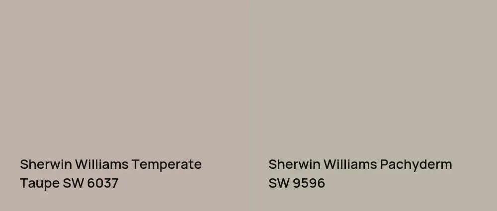 Sherwin Williams Temperate Taupe SW 6037 vs Sherwin Williams Pachyderm SW 9596
