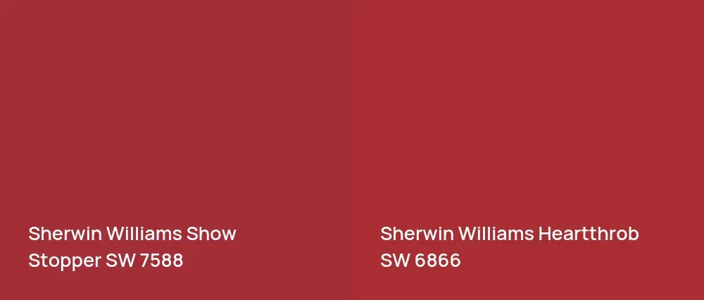 Sherwin Williams Show Stopper SW 7588 vs Sherwin Williams Heartthrob SW 6866