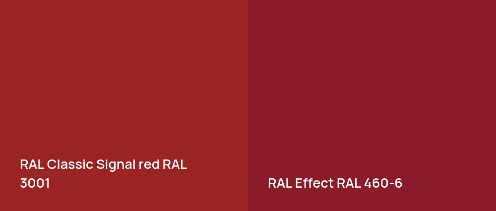 RAL Classic  Signal red RAL 3001 vs RAL Effect  RAL 460-6