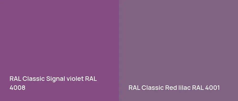 RAL Classic  Signal violet RAL 4008 vs RAL Classic  Red lilac RAL 4001