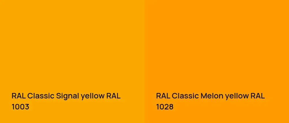 RAL Classic  Signal yellow RAL 1003 vs RAL Classic  Melon yellow RAL 1028