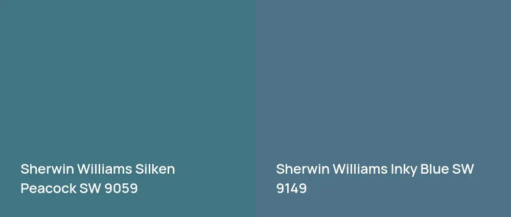 Sherwin Williams Silken Peacock SW 9059 vs Sherwin Williams Inky Blue SW 9149