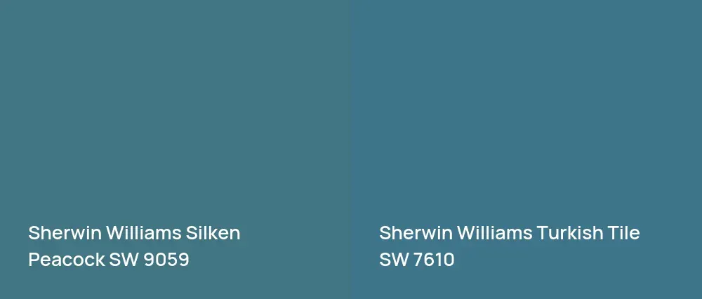 Sherwin Williams Silken Peacock SW 9059 vs Sherwin Williams Turkish Tile SW 7610