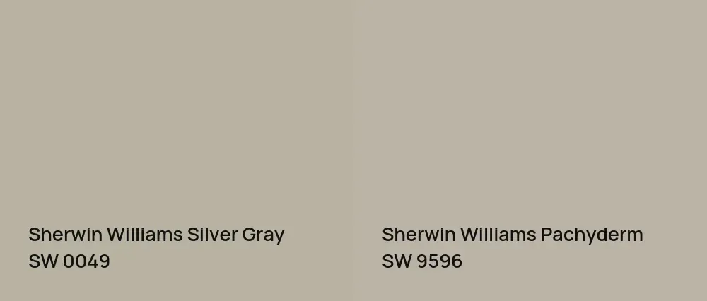 Sherwin Williams Silver Gray SW 0049 vs Sherwin Williams Pachyderm SW 9596