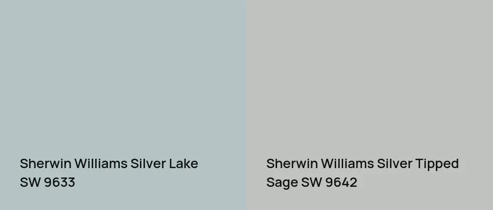 Sherwin Williams Silver Lake SW 9633 vs Sherwin Williams Silver Tipped Sage SW 9642