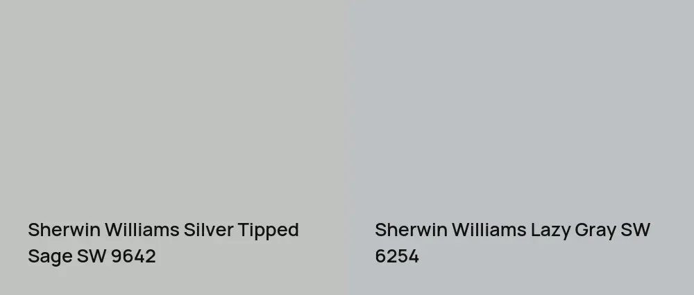 Sherwin Williams Silver Tipped Sage SW 9642 vs Sherwin Williams Lazy Gray SW 6254