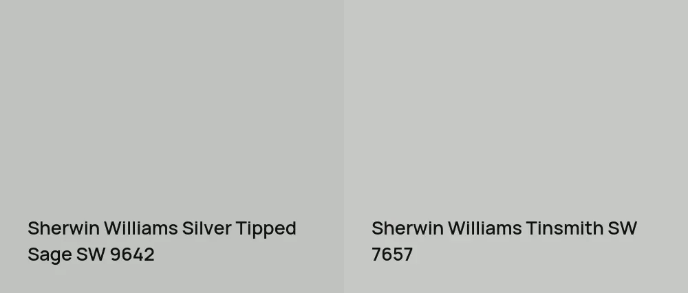 Sherwin Williams Silver Tipped Sage SW 9642 vs Sherwin Williams Tinsmith SW 7657