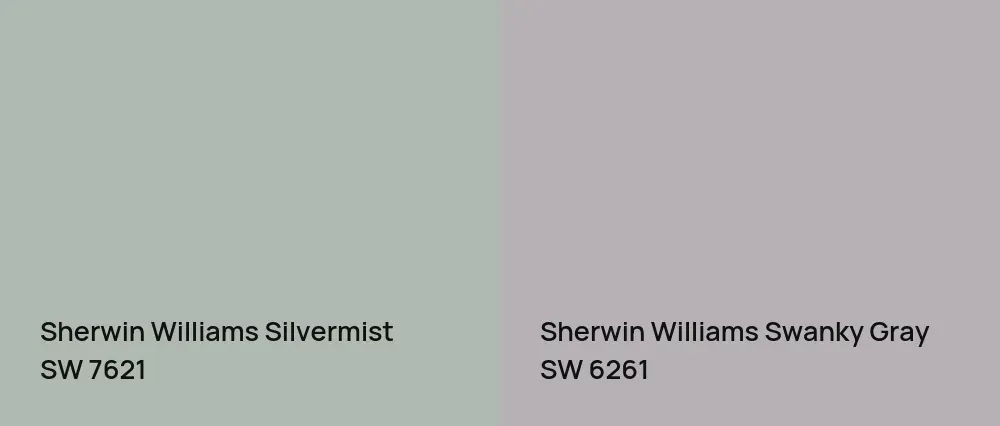Sherwin Williams Silvermist SW 7621 vs Sherwin Williams Swanky Gray SW 6261