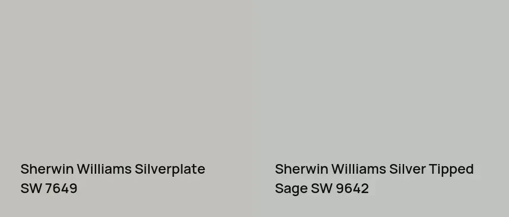 Sherwin Williams Silverplate SW 7649 vs Sherwin Williams Silver Tipped Sage SW 9642