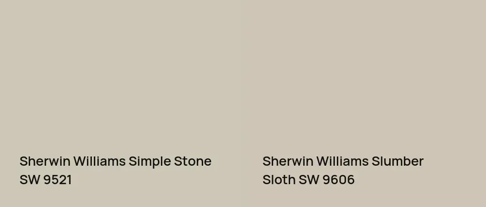 Sherwin Williams Simple Stone SW 9521 vs Sherwin Williams Slumber Sloth SW 9606