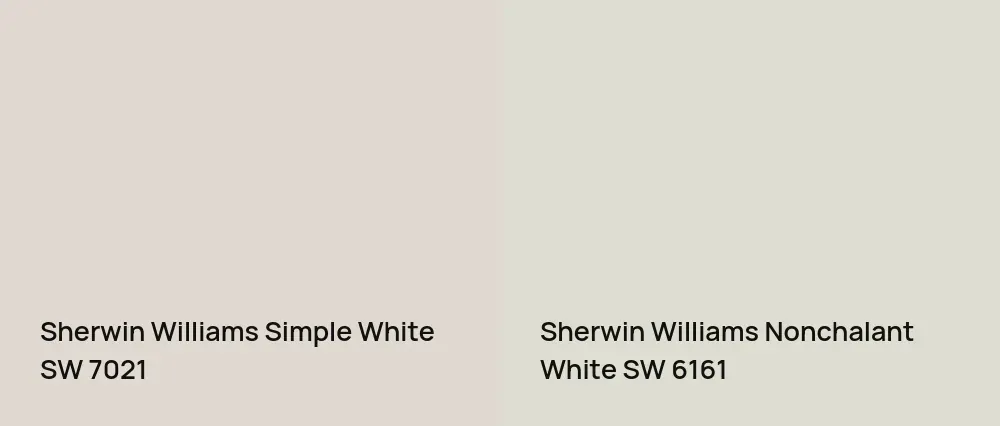 Sherwin Williams Simple White SW 7021 vs Sherwin Williams Nonchalant White SW 6161