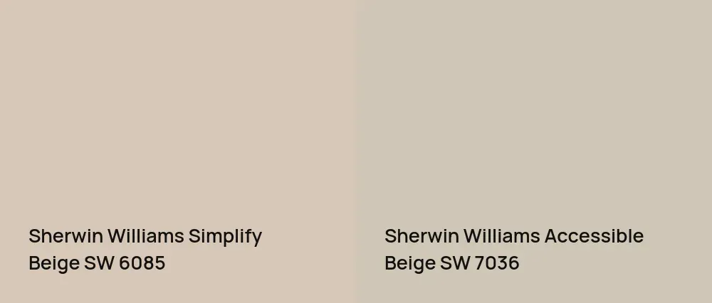 Sherwin Williams Simplify Beige SW 6085 vs Sherwin Williams Accessible Beige SW 7036