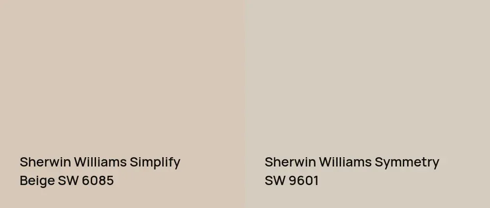 Sherwin Williams Simplify Beige SW 6085 vs Sherwin Williams Symmetry SW 9601