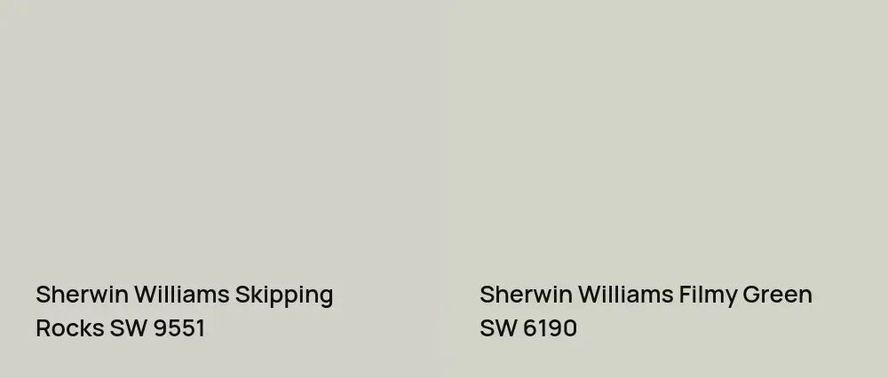 Sherwin Williams Skipping Rocks SW 9551 vs Sherwin Williams Filmy Green SW 6190