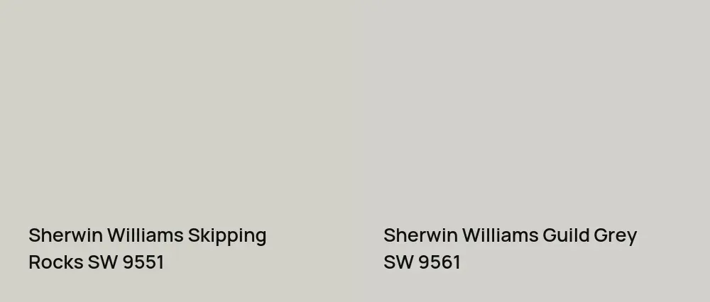 Sherwin Williams Skipping Rocks SW 9551 vs Sherwin Williams Guild Grey SW 9561
