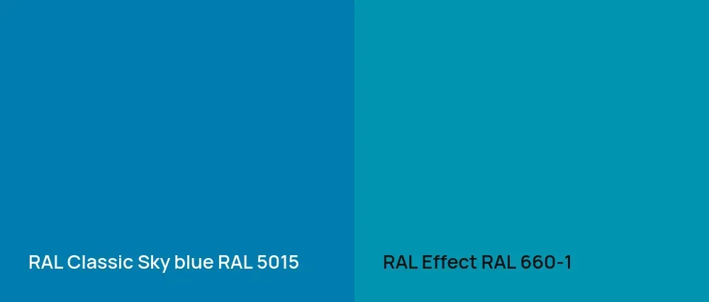 RAL Classic  Sky blue RAL 5015 vs RAL Effect  RAL 660-1