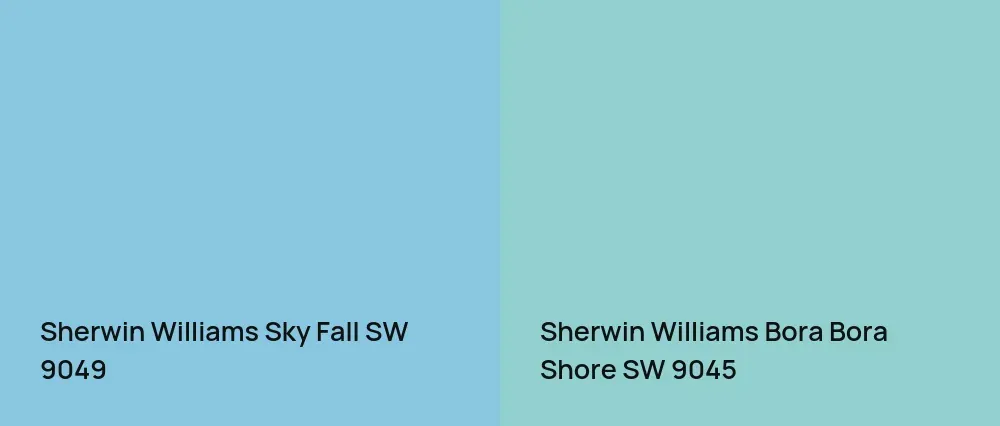 Sherwin Williams Sky Fall SW 9049 vs Sherwin Williams Bora Bora Shore SW 9045