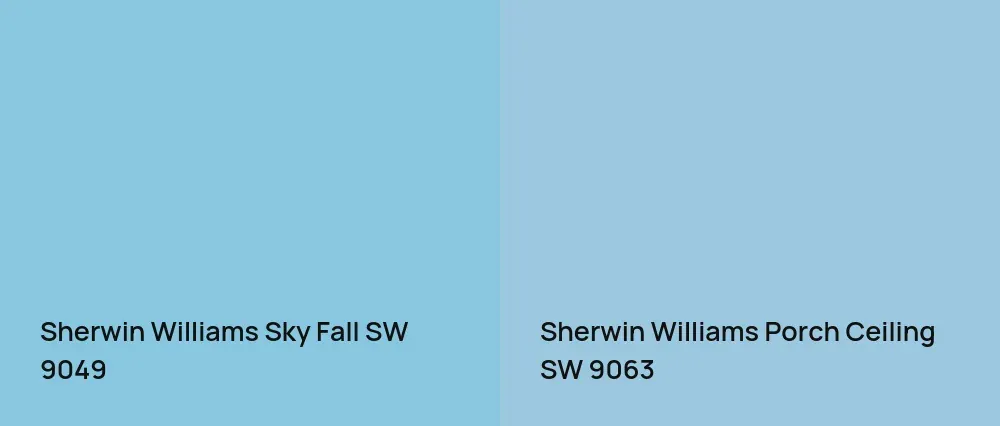 Sherwin Williams Sky Fall SW 9049 vs Sherwin Williams Porch Ceiling SW 9063