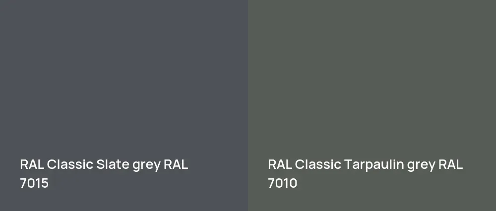 RAL Classic  Slate grey RAL 7015 vs RAL Classic  Tarpaulin grey RAL 7010