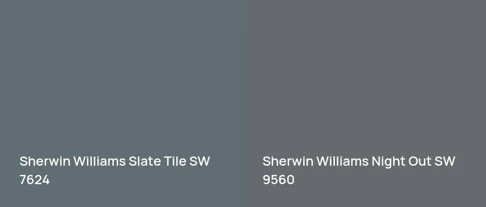 Sherwin Williams Slate Tile SW 7624 vs Sherwin Williams Night Out SW 9560
