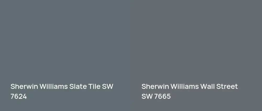 Sherwin Williams Slate Tile SW 7624 vs Sherwin Williams Wall Street SW 7665