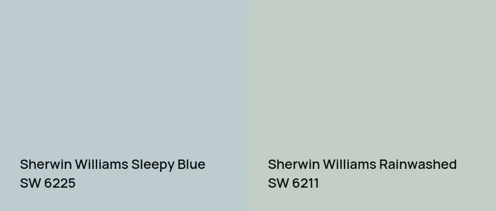Sherwin Williams Sleepy Blue SW 6225 vs Sherwin Williams Rainwashed SW 6211