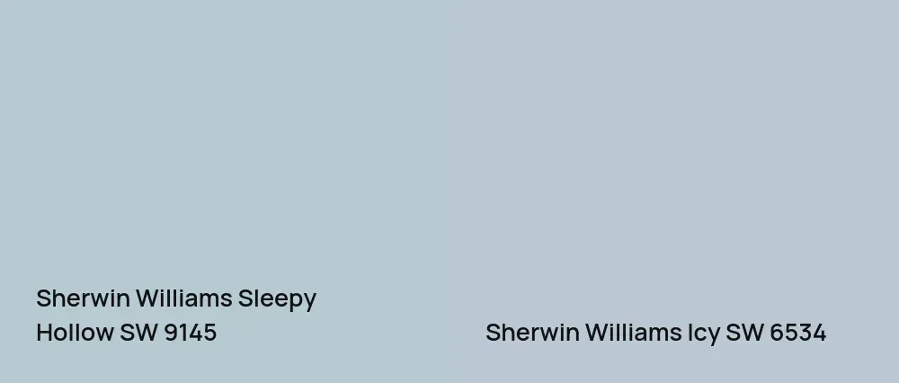Sherwin Williams Sleepy Hollow SW 9145 vs Sherwin Williams Icy SW 6534
