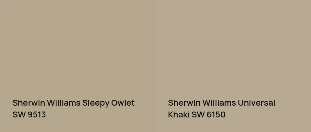 Sherwin Williams Sleepy Owlet SW 9513 vs Sherwin Williams Universal Khaki SW 6150