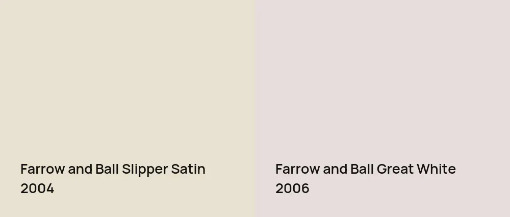 Farrow and Ball Slipper Satin 2004 vs Farrow and Ball Great White 2006