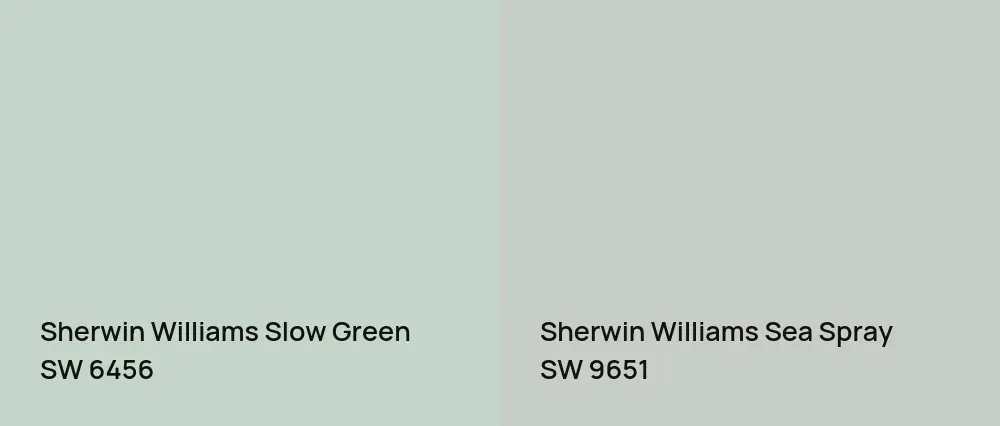 Sherwin Williams Slow Green SW 6456 vs Sherwin Williams Sea Spray SW 9651