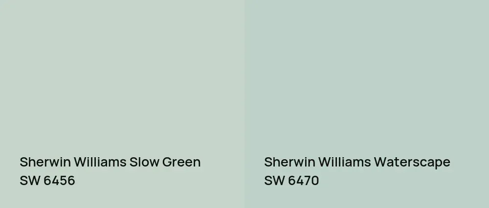 Sherwin Williams Slow Green SW 6456 vs Sherwin Williams Waterscape SW 6470
