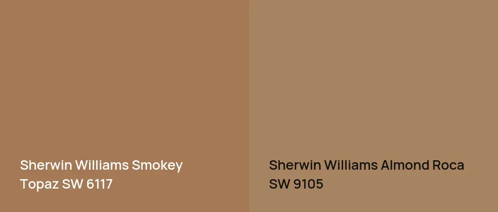 Sherwin Williams Smokey Topaz SW 6117 vs Sherwin Williams Almond Roca SW 9105