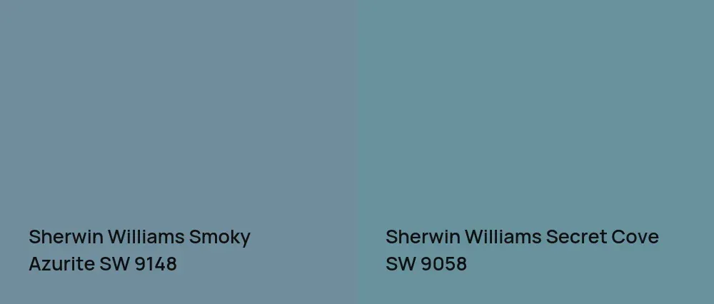 Sherwin Williams Smoky Azurite SW 9148 vs Sherwin Williams Secret Cove SW 9058