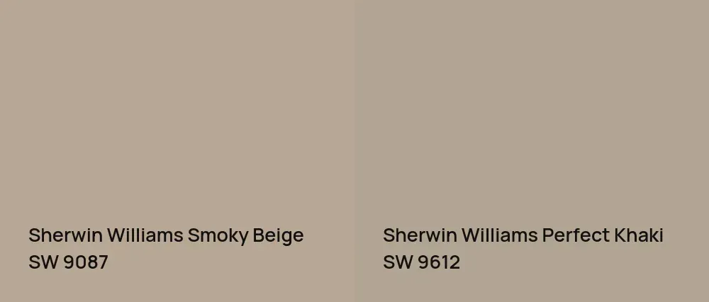 Sherwin Williams Smoky Beige SW 9087 vs Sherwin Williams Perfect Khaki SW 9612