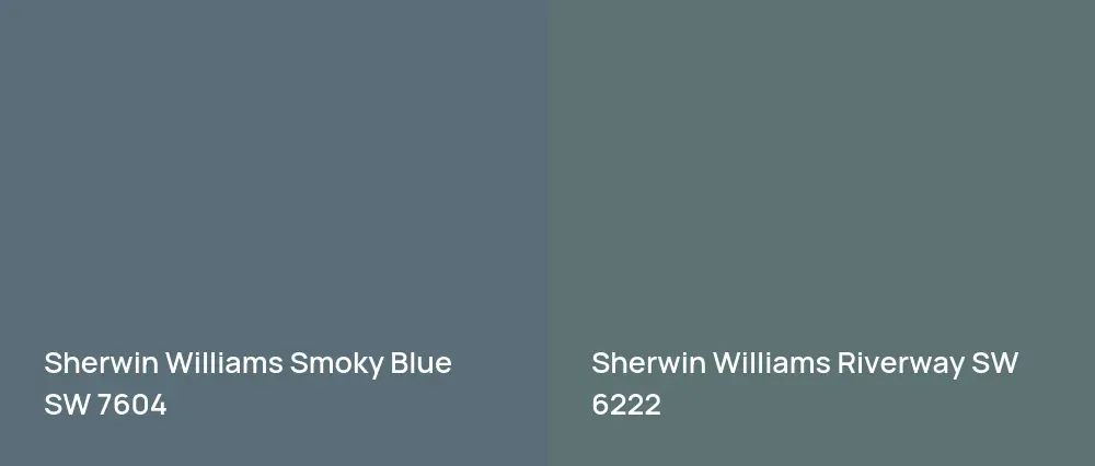 Sherwin Williams Smoky Blue SW 7604 vs Sherwin Williams Riverway SW 6222