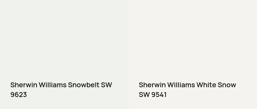 Sherwin Williams Snowbelt SW 9623 vs Sherwin Williams White Snow SW 9541