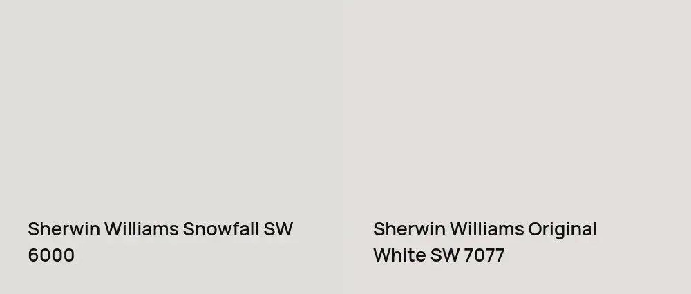 Sherwin Williams Snowfall SW 6000 vs Sherwin Williams Original White SW 7077