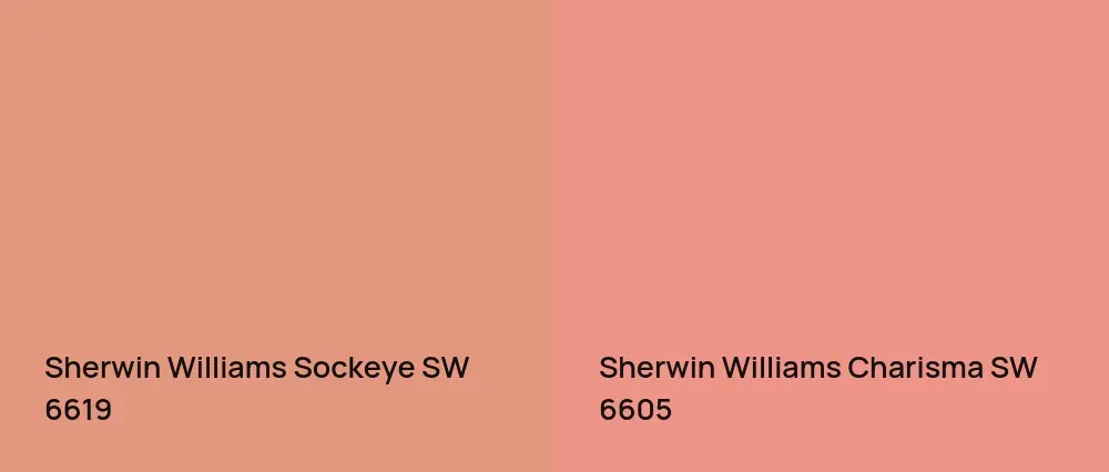 Sherwin Williams Sockeye SW 6619 vs Sherwin Williams Charisma SW 6605