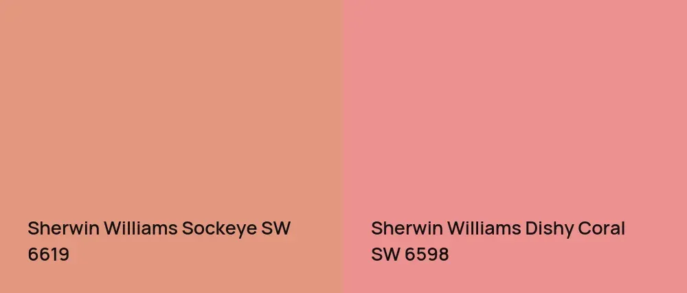 Sherwin Williams Sockeye SW 6619 vs Sherwin Williams Dishy Coral SW 6598