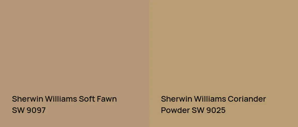 Sherwin Williams Soft Fawn SW 9097 vs Sherwin Williams Coriander Powder SW 9025