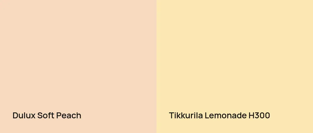Dulux  Soft Peach vs Tikkurila Lemonade H300