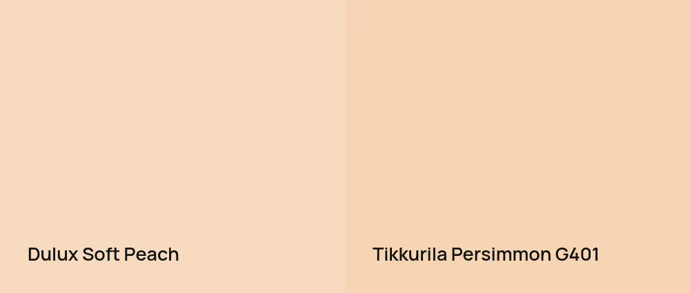 Dulux  Soft Peach vs Tikkurila Persimmon G401