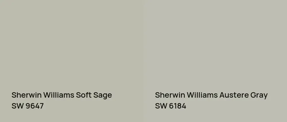 Sherwin Williams Soft Sage SW 9647 vs Sherwin Williams Austere Gray SW 6184