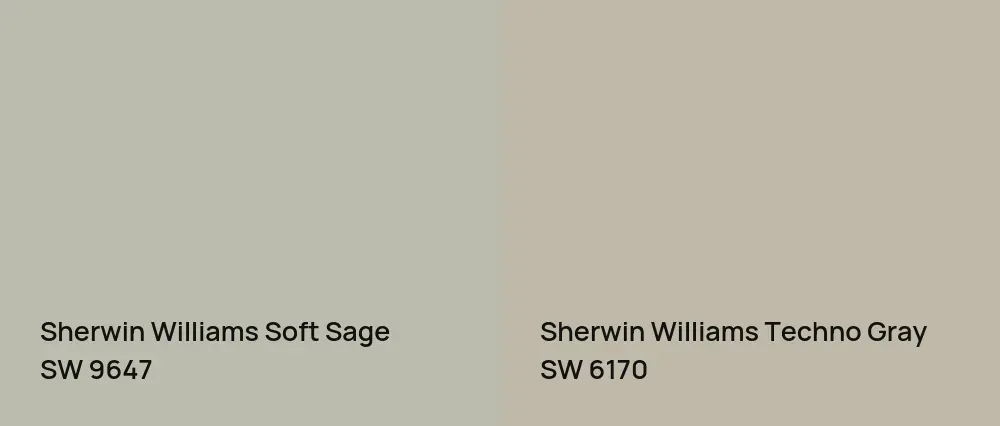 Sherwin Williams Soft Sage SW 9647 vs Sherwin Williams Techno Gray SW 6170